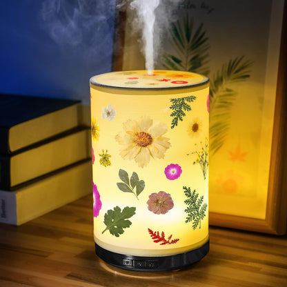 Rossesay Essential Oil Diffuser with Pressed Flower Lamp | 250ml, 7-Color LED, Auto-Off, 3 Mist Modes