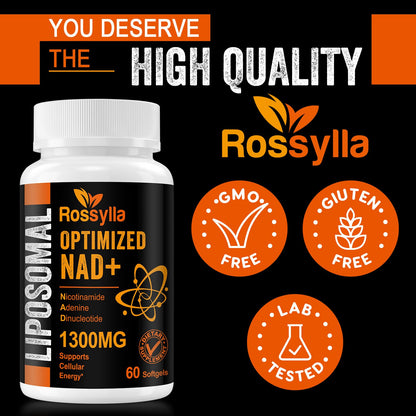 Rossylla 1300 mg Liposomal NAD+ Supplement | Highest Absorption | 120 Count