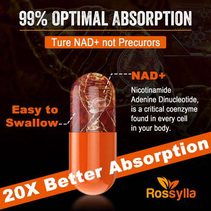 Rossylla 1300 mg Liposomal NAD+ Supplement | Highest Absorption | 120 Count
