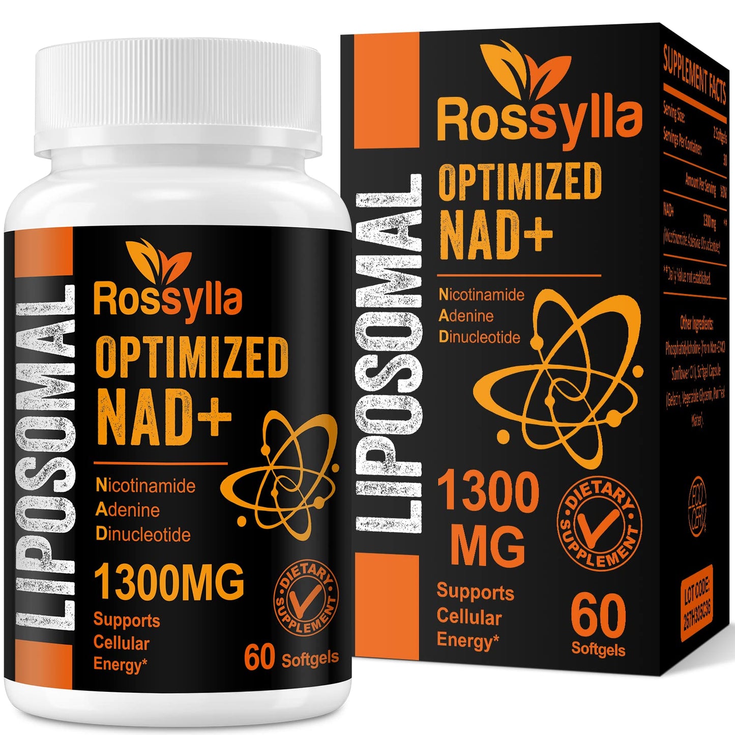 Rossylla 1300 mg Liposomal NAD+ Supplement | Highest Absorption | 120 Count