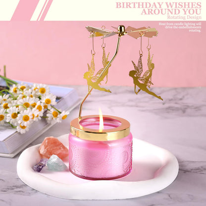 Rotatable Candle - Vanilla Cream Scented Gift for Women (Pink Butterfly)