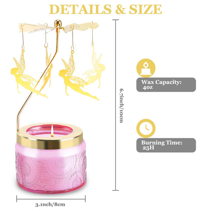 Rotatable Candle - Vanilla Cream Scented Gift for Women (Pink Butterfly)