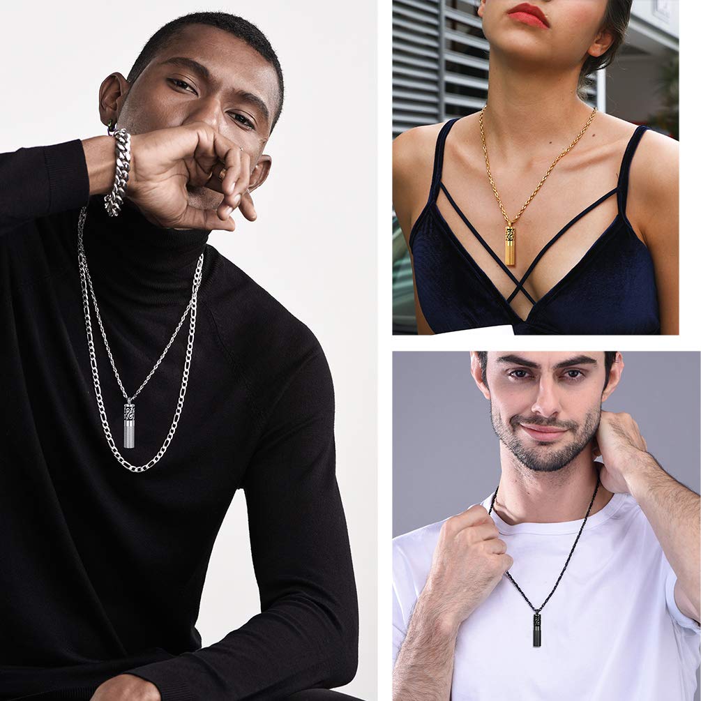 Men Perfume Locket Diffuser Necklace - Stainless Steel Pendant