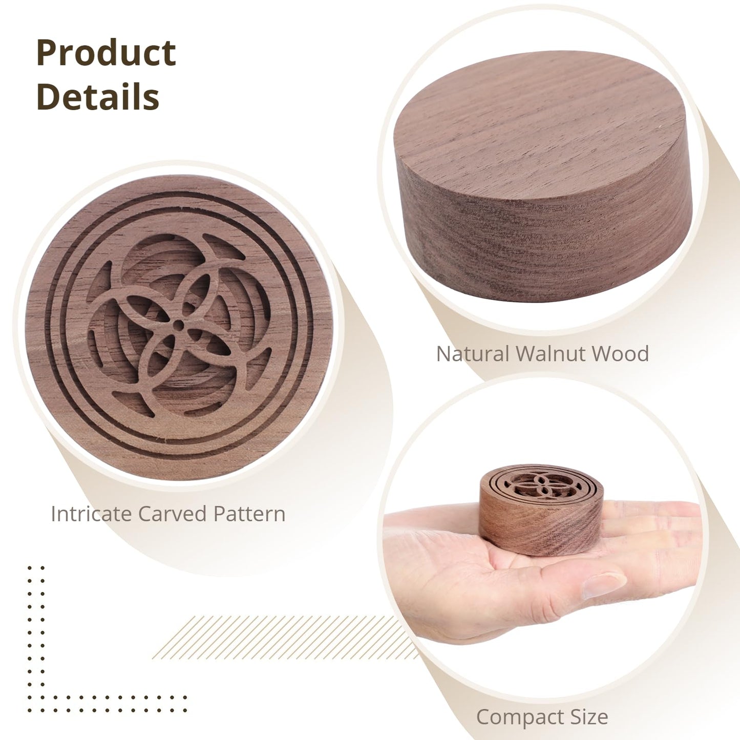2 Pcs Walnut Wood Essential Oil Diffuser – Round Aromatherapy Diffuser