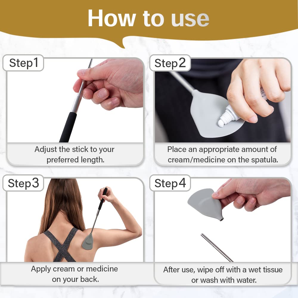 ROUNDS Cream Applicator Back Telescopic Stick – Easy Reach for Lotion, Ointment & Sunscreen