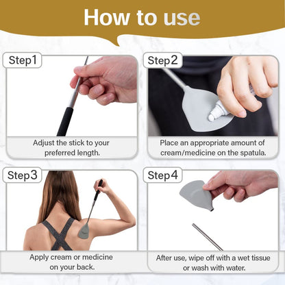 ROUNDS Cream Applicator Back Telescopic Stick – Easy Reach for Lotion, Ointment & Sunscreen