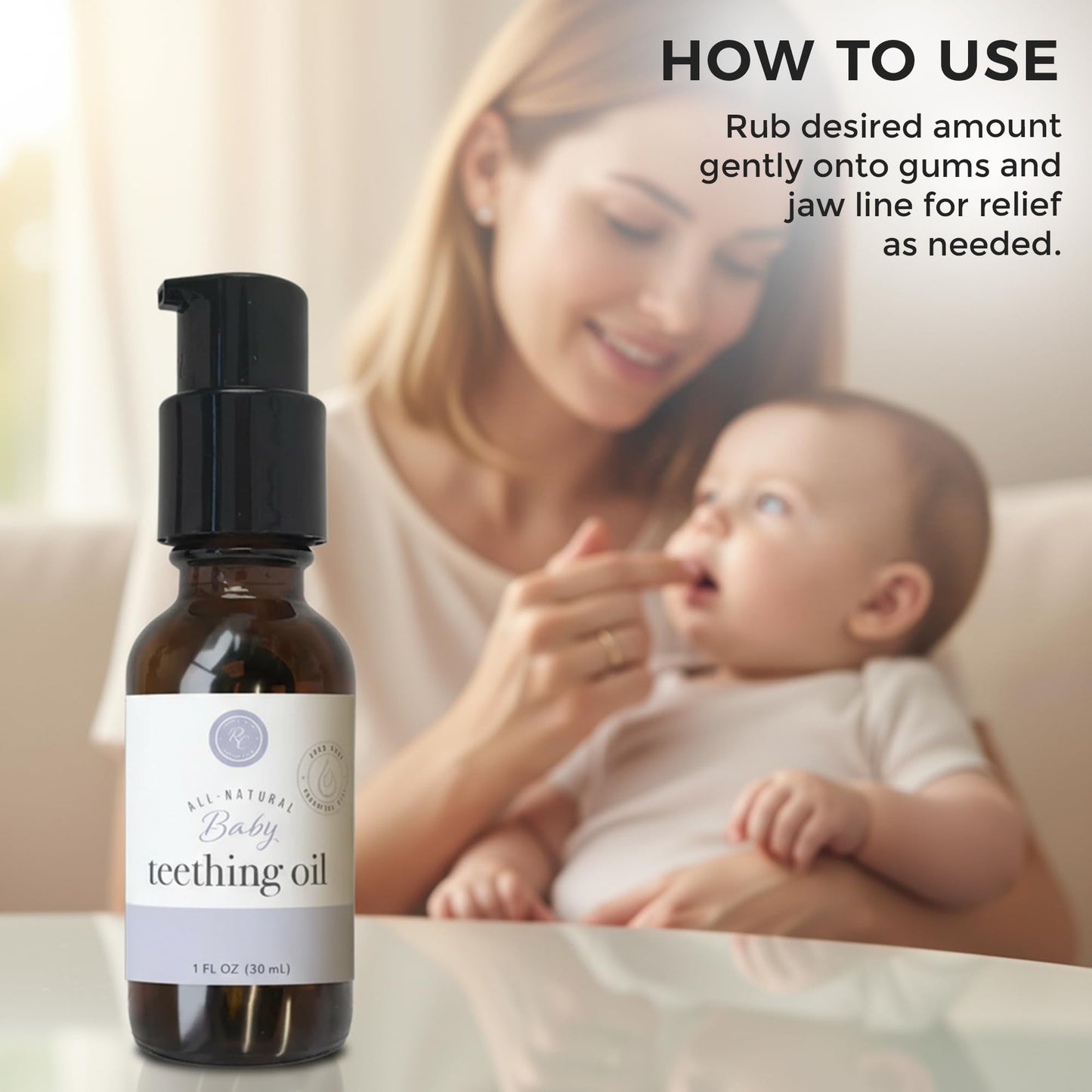 Rowe Casa Organics Baby Teething Oil, Natural Baby Teething Relief with Chamomile and Copaiba, Naturally Relieving and Soothing to Help Ease Discomfort, 1 Fl Oz