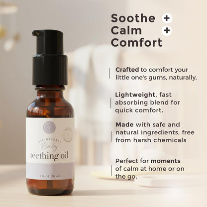 Rowe Casa Organics Baby Teething Oil, Natural Baby Teething Relief with Chamomile and Copaiba, Naturally Relieving and Soothing to Help Ease Discomfort, 1 Fl Oz