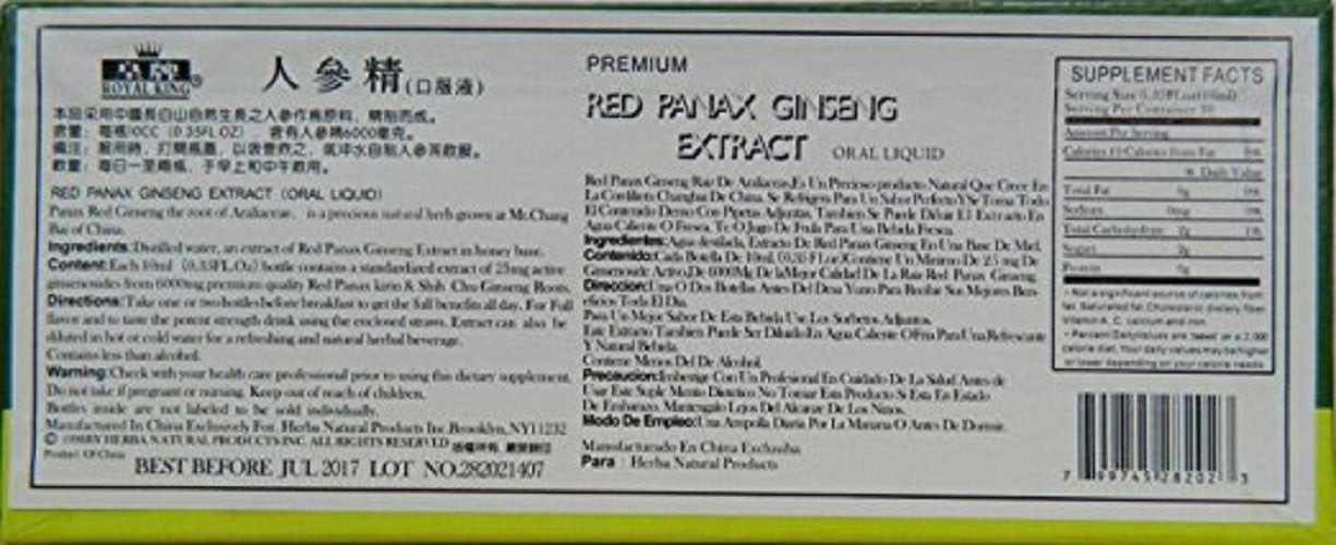 Royal King Red Panax Ginseng Extract 6000mg | 10c.c./bottle x 30 (Pack of 4)