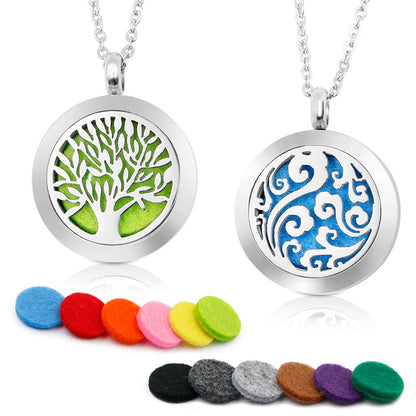 RoyAroma 2PCS Aromatherapy Diffuser Necklace - Two Pendant Patterns, 23.6-inch Adjustable Stainless Steel Chain