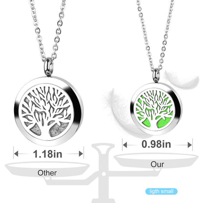 RoyAroma 2PCS Aromatherapy Diffuser Necklace - Two Pendant Patterns, 23.6-inch Adjustable Stainless Steel Chain