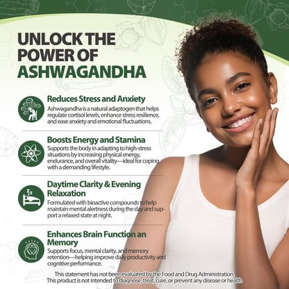 Royavita Ashwagandha 2400mg Organic with Black Pepper, B6 & B12 – 60 Capsules