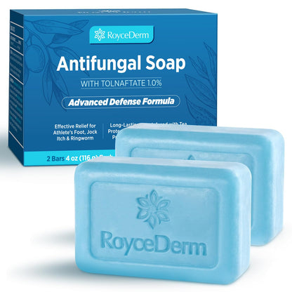 Roycederm Antifungal Tea Tree Oil Soap - Extra Strength Medicated Bar for Athlete’s Foot, Jock Itch & Ringworm | Deep Cleansing