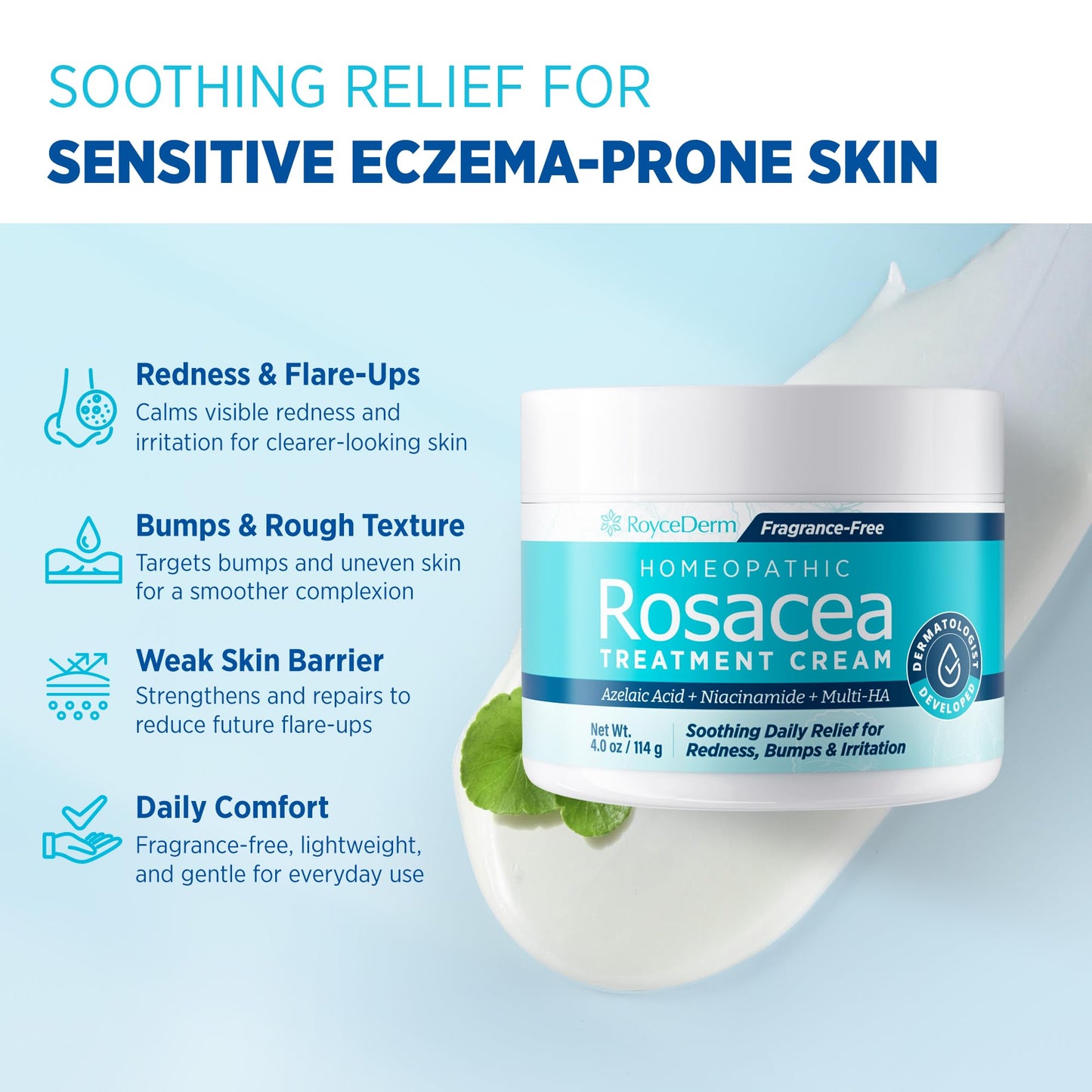 Roycederm Rosacea Treatment with Azelaic Acid – Redness Relief & Corrector for Sensitive Skin
