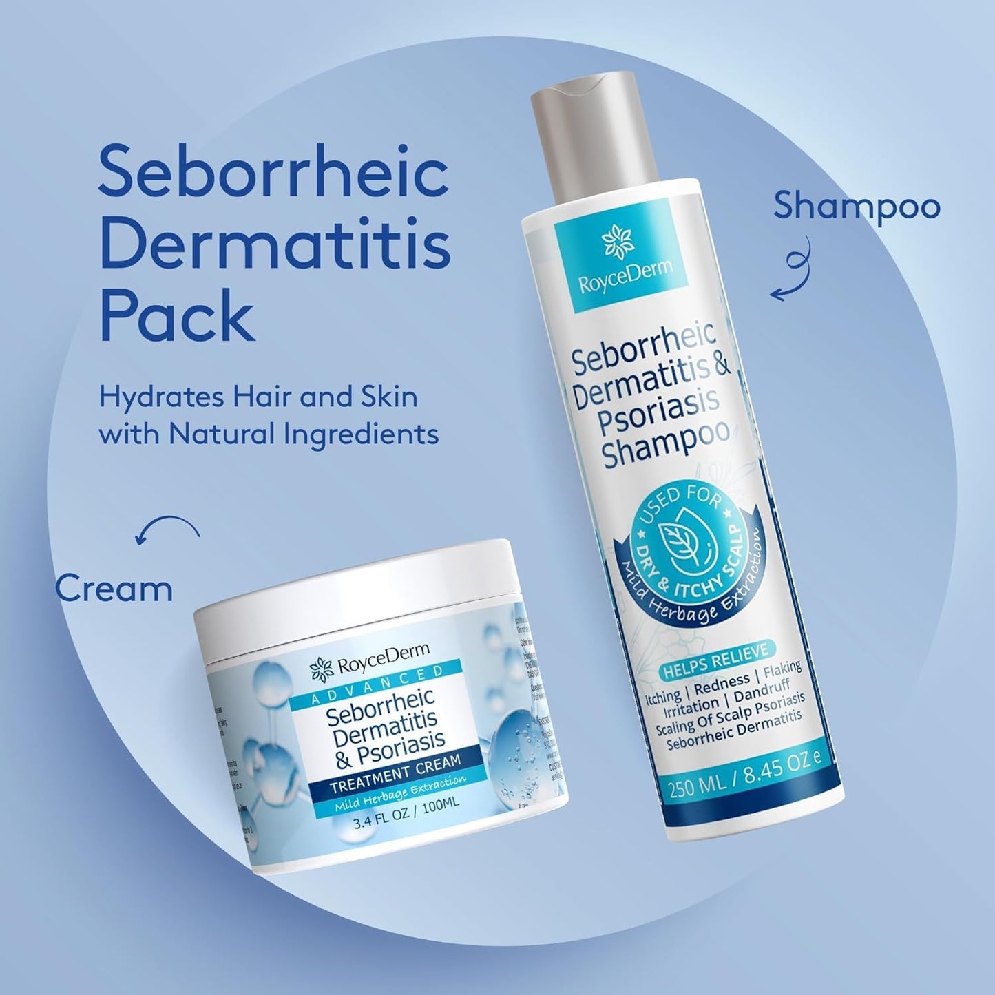 Roycederm Seborrheic Dermatitis Cream – Scalp Treatment for Psoriasis, Dandruff & Dry Scalp