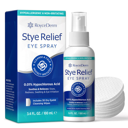 Roycederm Stye Eye Treatment Relief Spray – Hypochlorous Acid Mist for Dry Eyelids & Makeup Removal