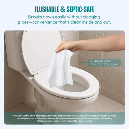 RPE Life Large Feminine Wipes – pH-Balanced, Fragrance-Free, Flushable (10ct x 20 Pack)