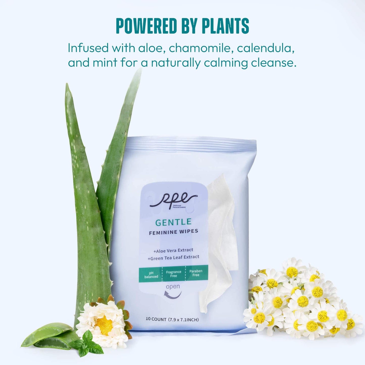 RPE Life Large Feminine Wipes – pH-Balanced, Fragrance-Free, Flushable (10ct x 20 Pack)