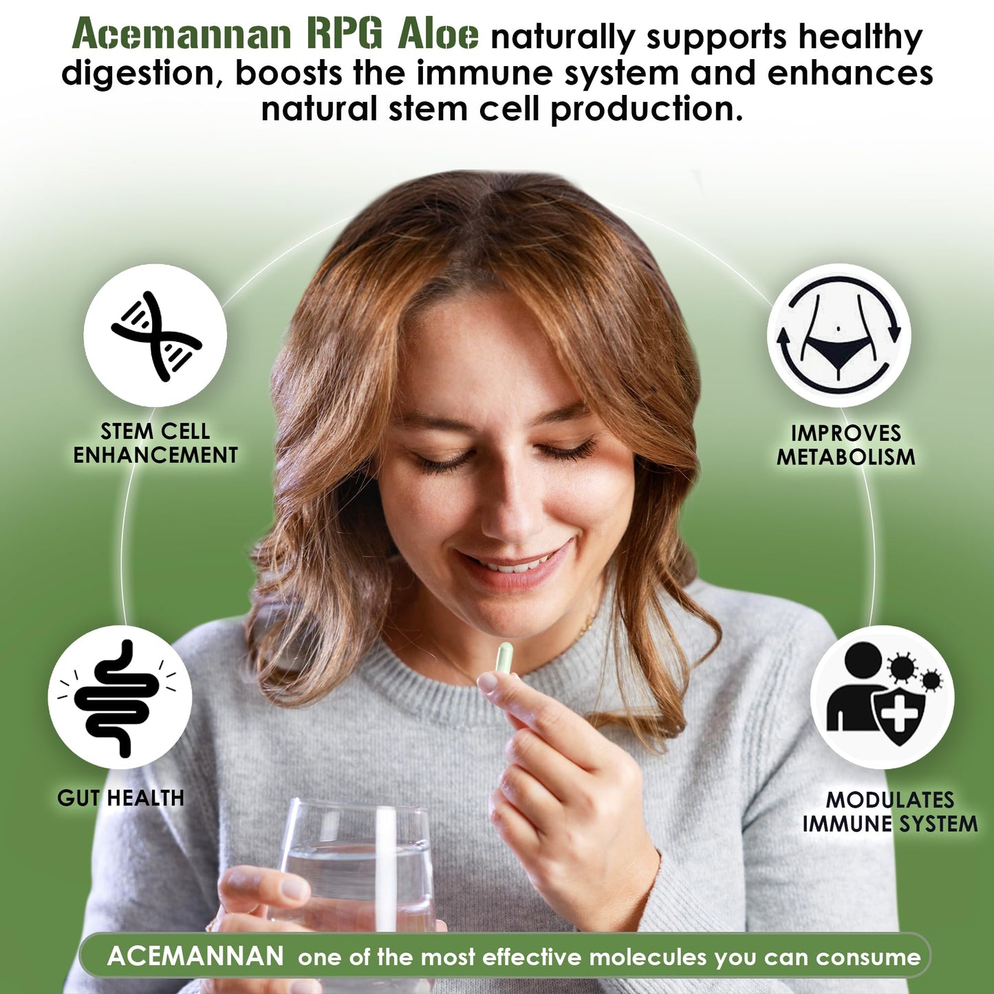 RPG Acemannan Aloe Vera Capsules - Immune & Gut Support | 60 x 250 mg