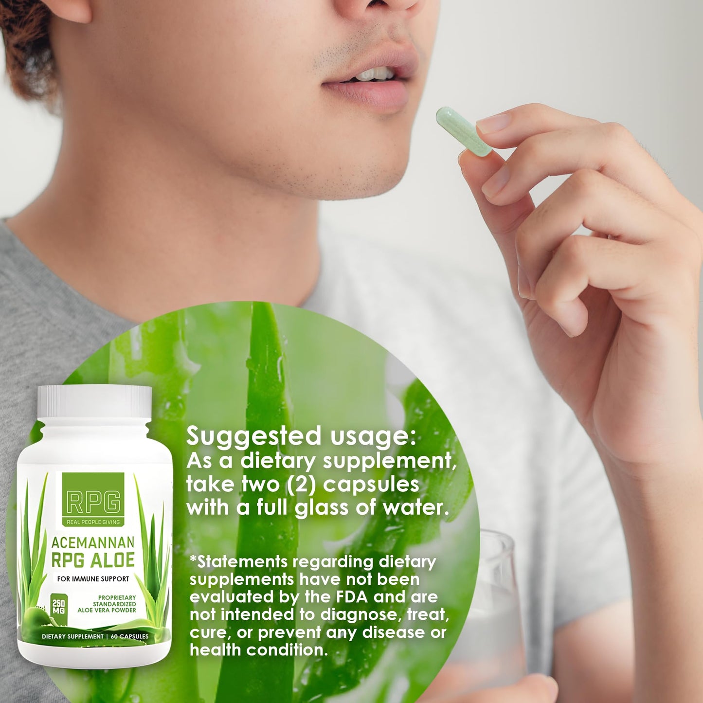 RPG Acemannan Aloe Vera Capsules - Immune & Gut Support | 60 x 250 mg