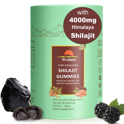 Rrubem Shilajit Gummies – 4000mg Pure Himalayan Shilajit, Blackberry, 60 Count