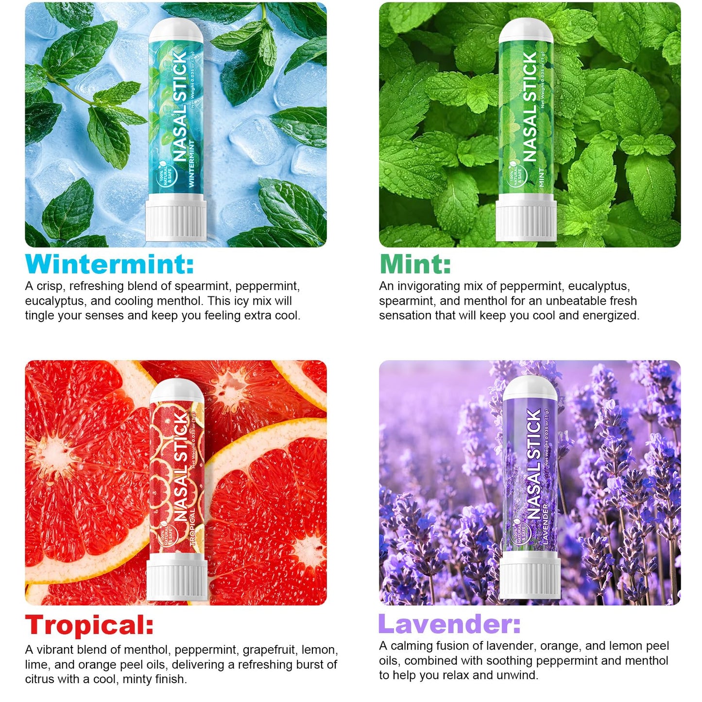 Ruduwu Nasal Stick 4 Pack – Natural Nose Inhaler for Quick Refresh, Energy Boost & Relaxation