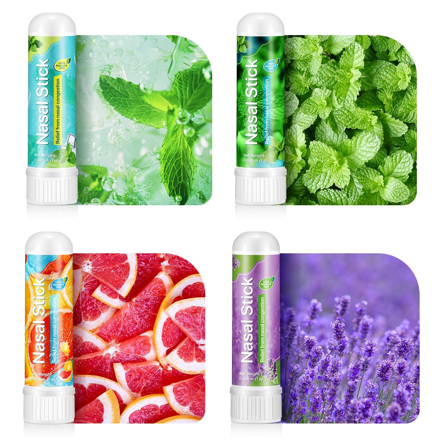 Ruduwu 4 Pack Nasal Stick | Natural Inhaler for Quick Refresh & Relaxation