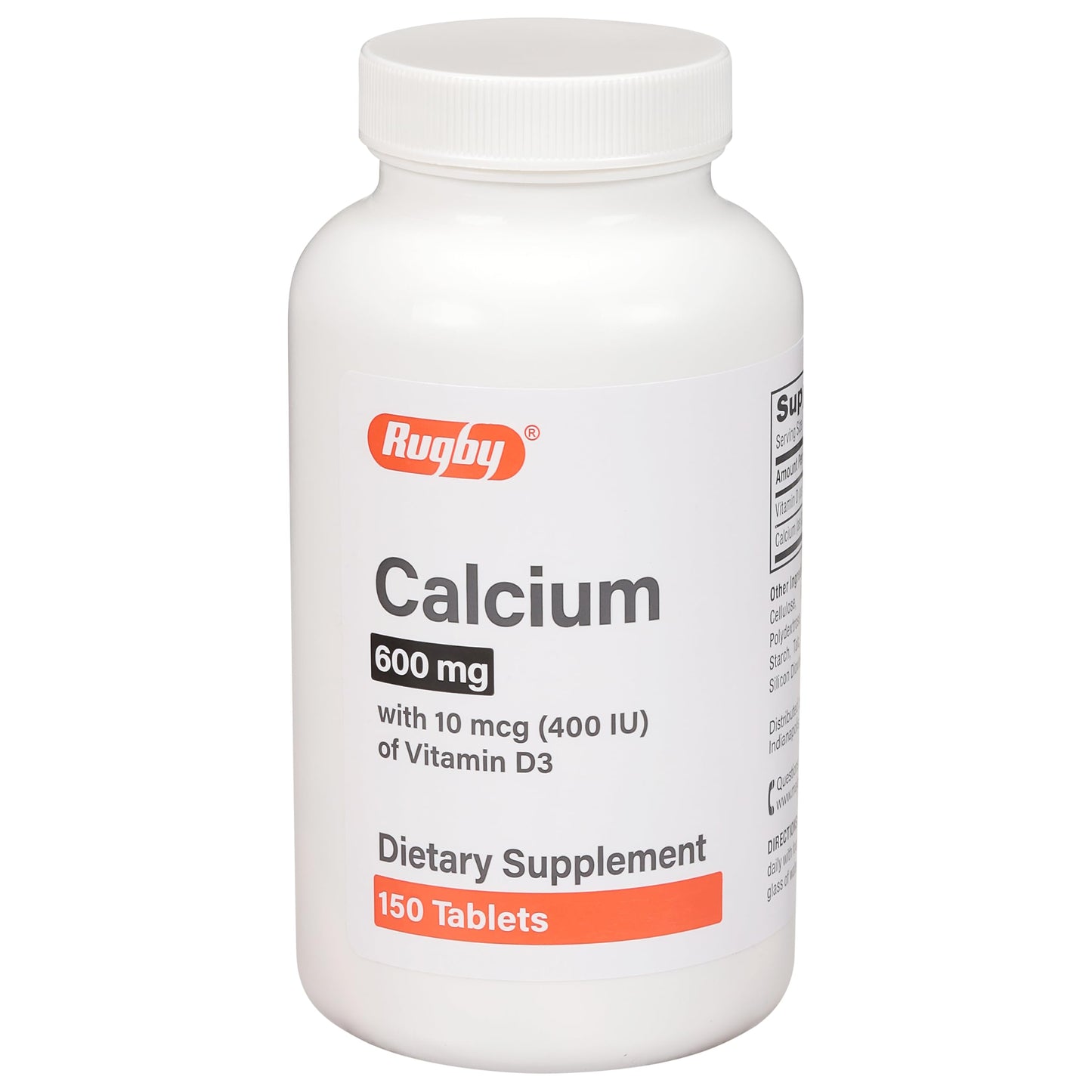 Rugby 600 mg Calcium Tablets with Vitamin D3 (400 IU) – 150 Tablets