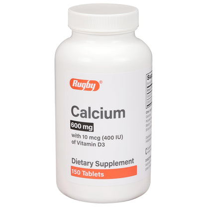 Rugby 600 mg Calcium Tablets with Vitamin D3 (400 IU) – 150 Tablets