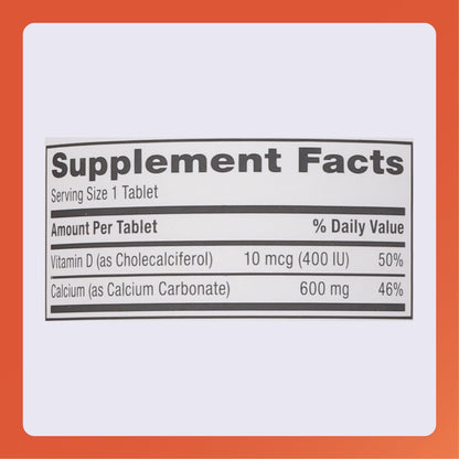Rugby 600 mg Calcium Tablets with Vitamin D3 (400 IU) – 150 Tablets