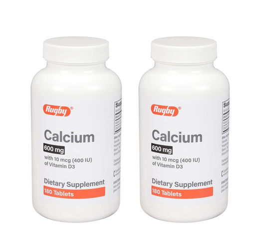 Rugby 600mg Calcium Tablets with 10mcg Vitamin D3 (400IU) – 180 Count, 2 Pack BritishVita | Premium UK Vitamins & Wellness Supplements