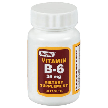 Rugby Vitamin B-6 Tablets 25mg – Dietary Supplement, 100 Count (1 Pack)