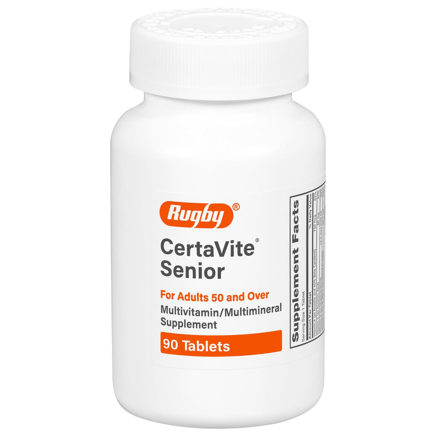 Rugby CertaVite Senior Multivitamin/Multimineral for Adults 50+ – 90 Tablets (1 Pack)