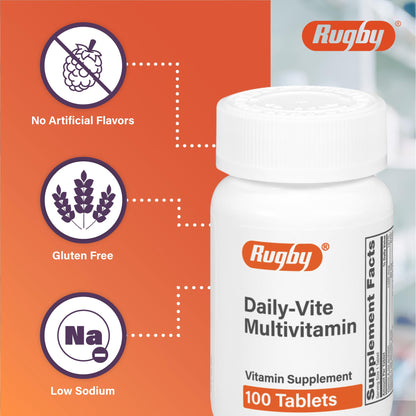 Rugby Daily-Vite Multivitamin - 100 Tablets (2 Pack) | Daily Vitamin Supplement