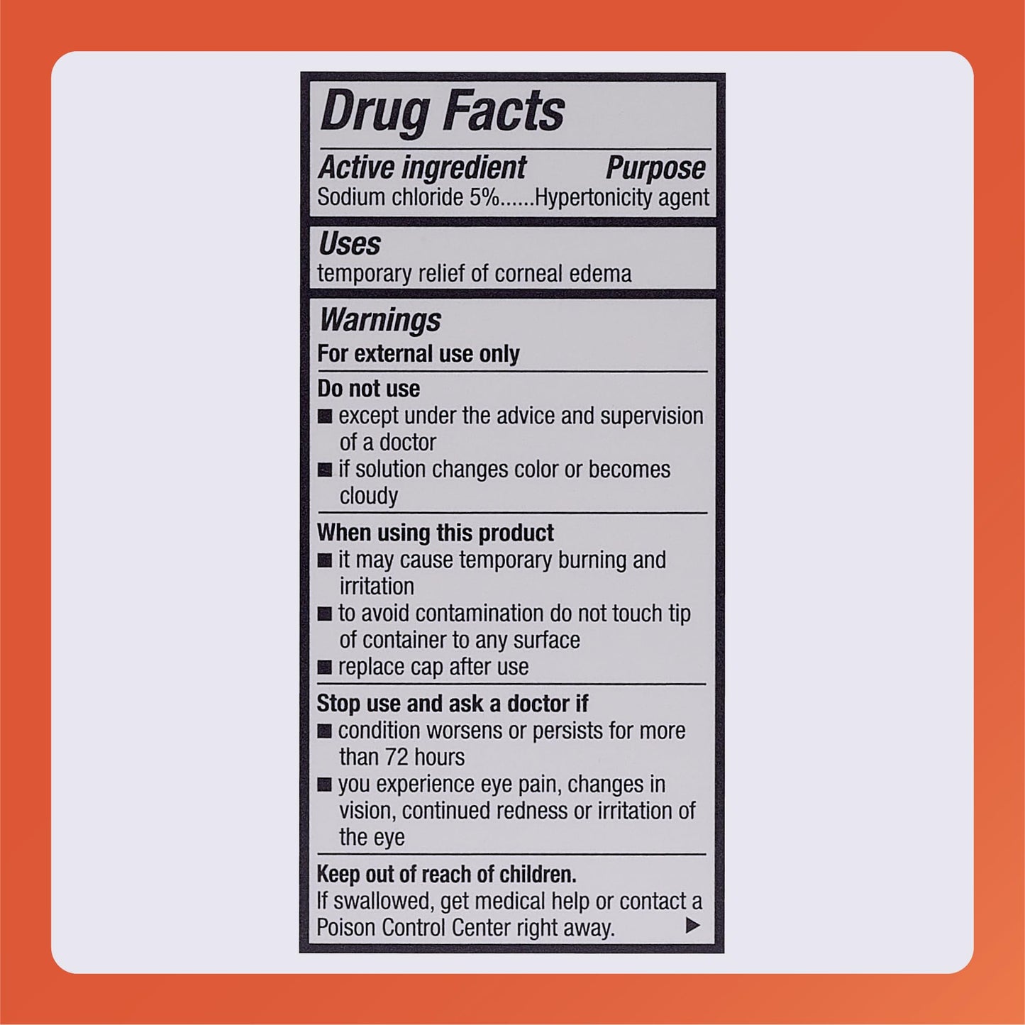 Rugby Laboratories Sodium Chloride 5% Hypertonicity Ophthalmic Drops – Alcohol-Free, 0.5 fl oz