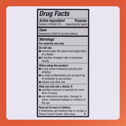 Rugby Laboratories Sodium Chloride 5% Hypertonicity Ophthalmic Drops – Alcohol-Free, 0.5 fl oz