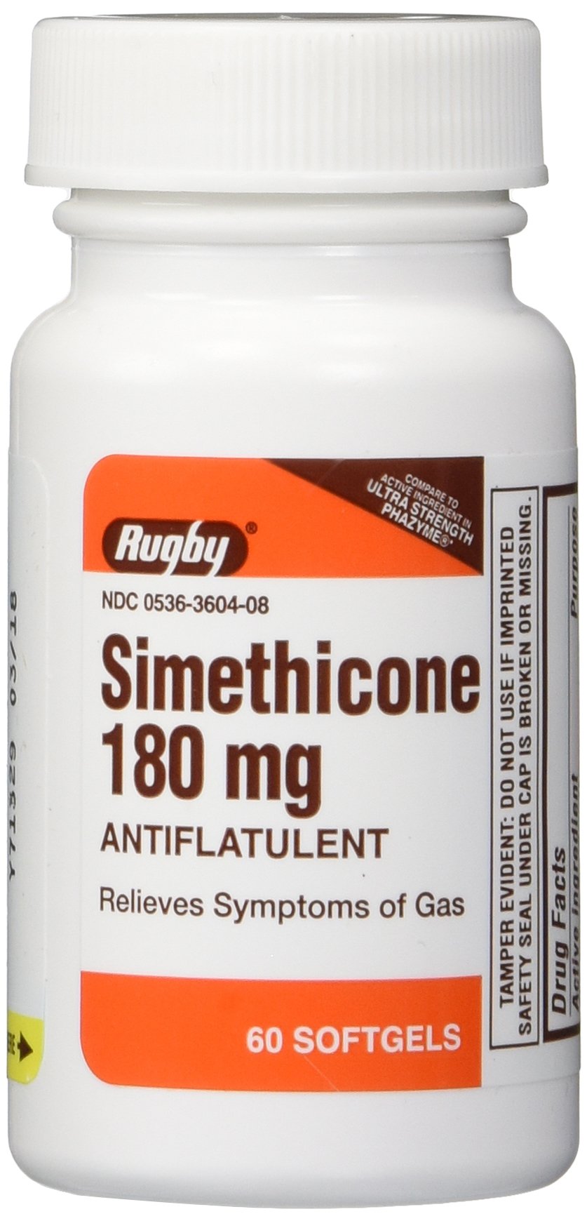 Rugby Ultra Strength Simethicone Gas Relief 180 mg – 60 Softgels (4 Pack) for Adults