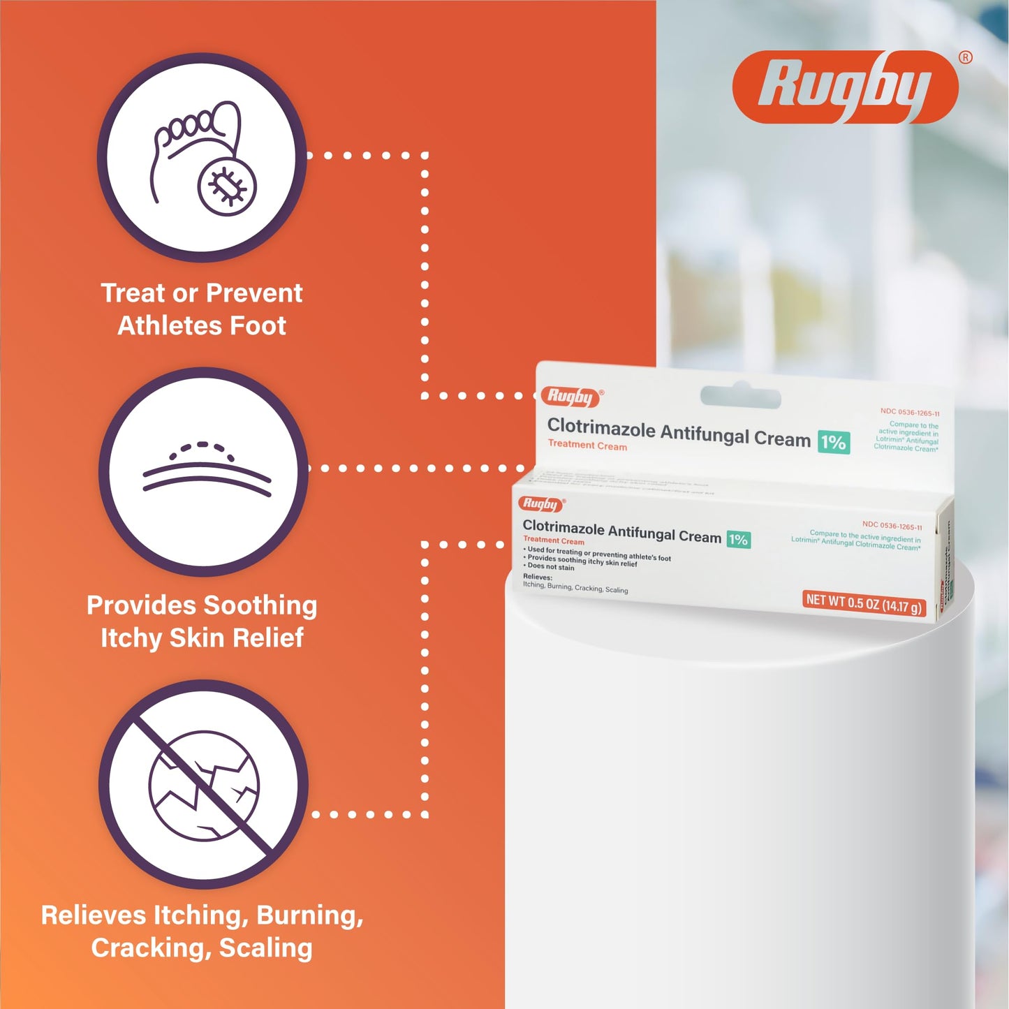 Rugby Clotrimazole 1% Antifungal Cream – 0.5 oz (2 Pack) | Rugby Laboratories