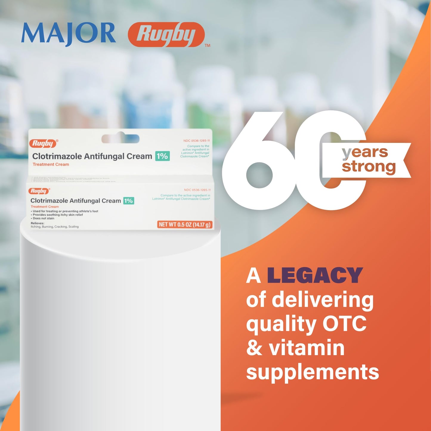 Rugby Clotrimazole 1% Antifungal Cream – 0.5 oz (2 Pack) | Rugby Laboratories