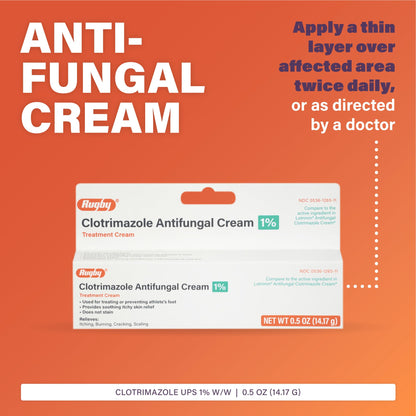 Rugby Clotrimazole 1% Antifungal Cream – 0.5 oz (2 Pack) | Rugby Laboratories