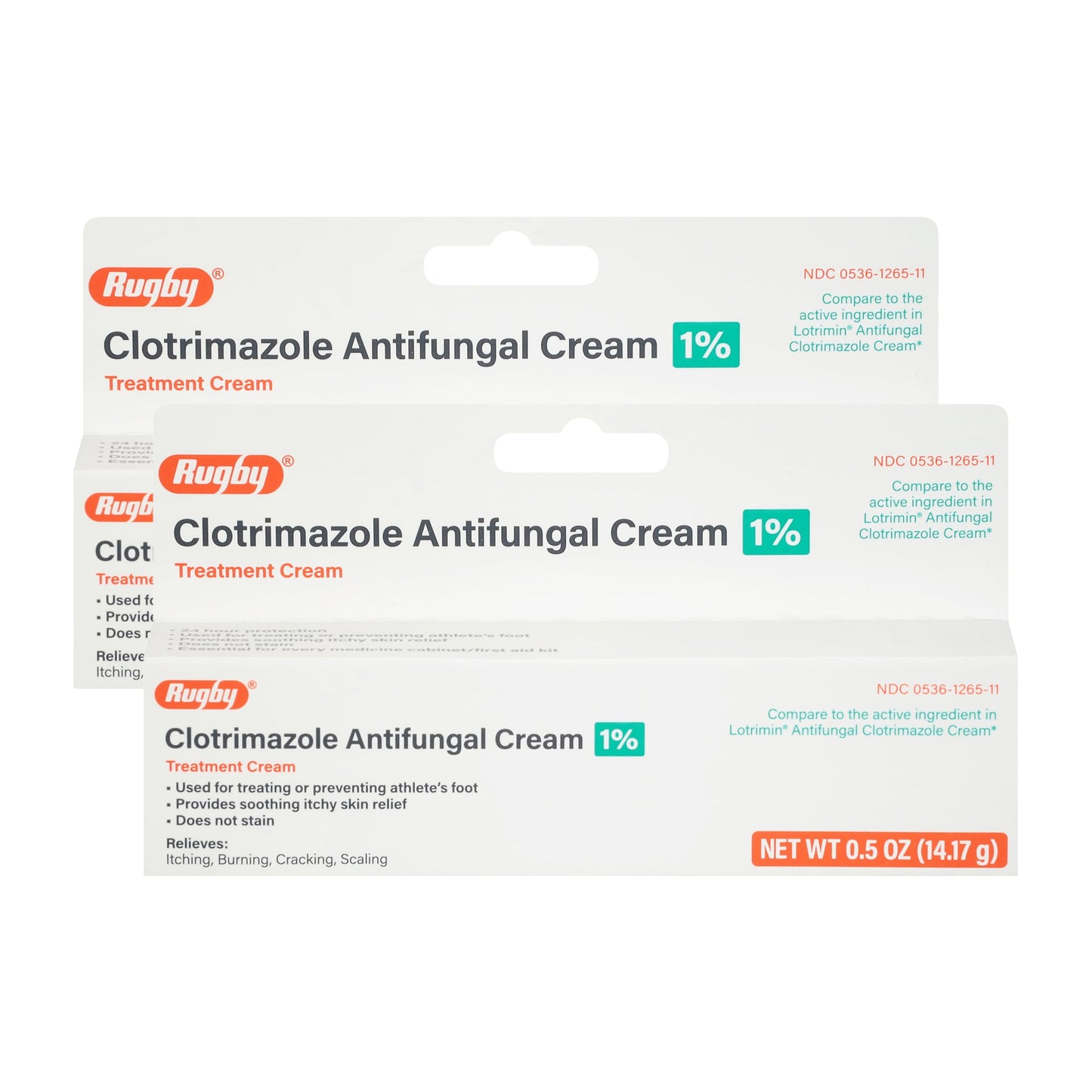 Rugby Clotrimazole 1% Antifungal Cream – 0.5 oz (2 Pack) | Rugby Laboratories