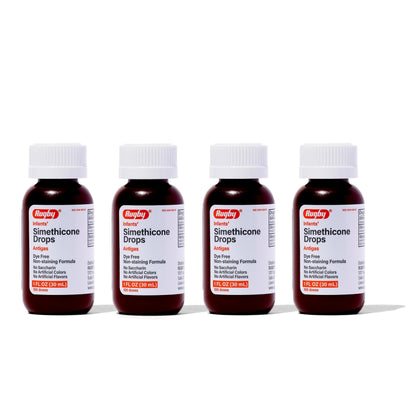 Rugby Dye-Free Infants Gas Drops - Simethicone 20 mg, 1 oz Bottle (4 Pack)