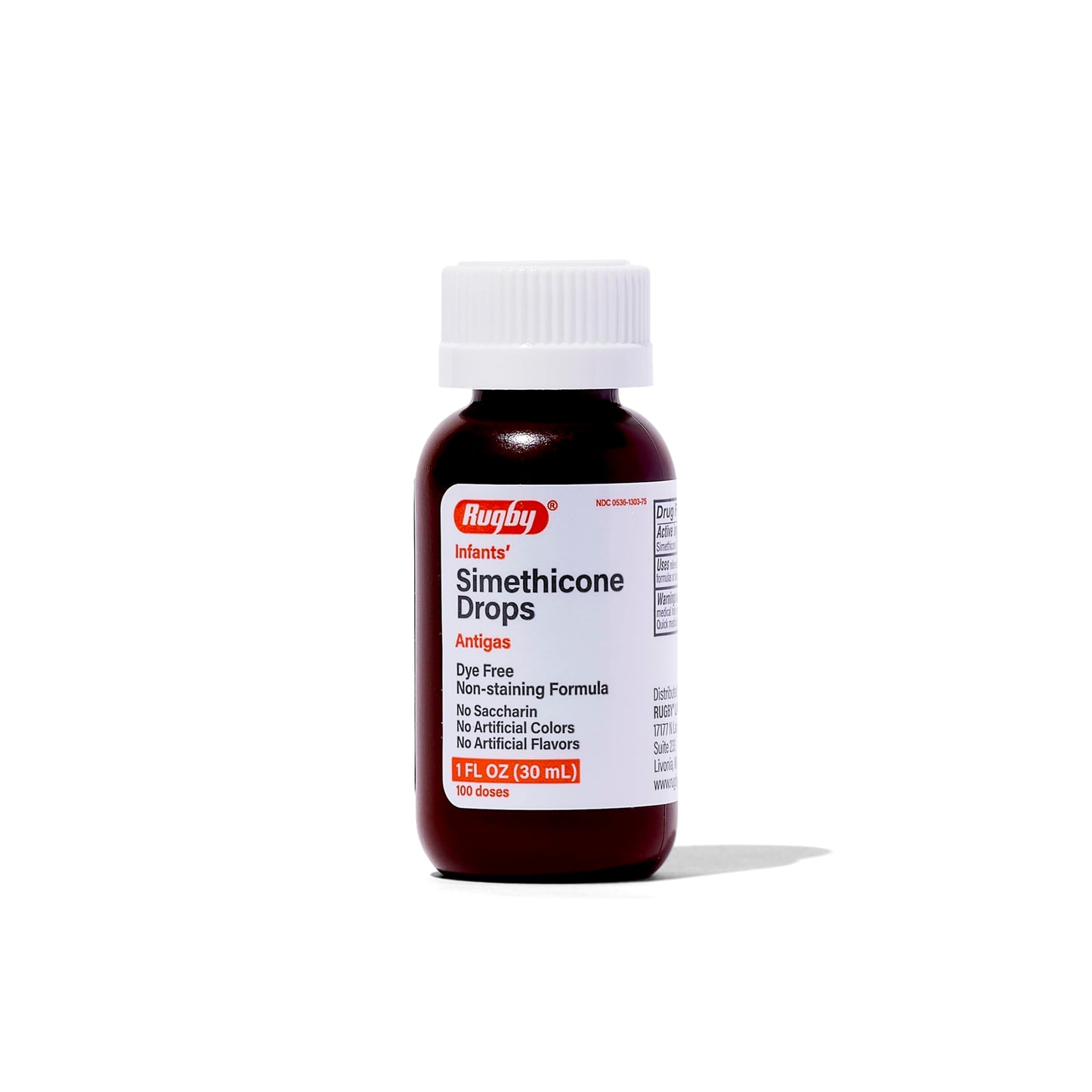Rugby Dye-Free Infants' Gas Drops - Simethicone 20 mg | Safe Gas Relief for Babies & Kids - 1 oz