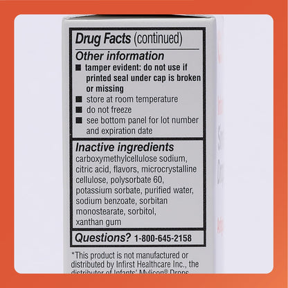 Rugby Dye-Free Infants Gas Drops - Simethicone 20 mg, 1 oz Bottle (4 Pack)