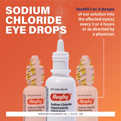 Rugby Laboratories Sodium Chloride 5% Hypertonicity Ophthalmic Drops – Alcohol-Free, 0.5 fl oz