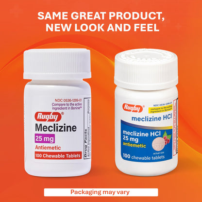 Rugby Laboratories Meclizine Chewable Tablets 25mg – Motion Sickness Relief (100 Count)