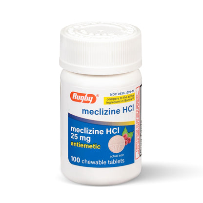 Rugby Laboratories Meclizine Chewable Tablets 25mg – Motion Sickness Relief (100 Count)