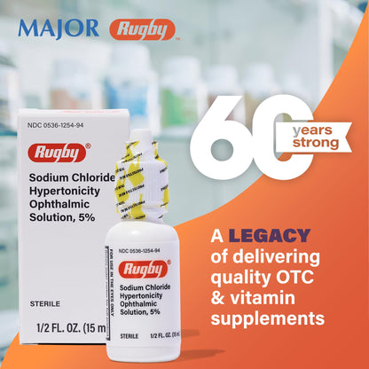 Rugby Laboratories Sodium Chloride 5% Hypertonicity Ophthalmic Drops – Alcohol-Free, 0.5 fl oz