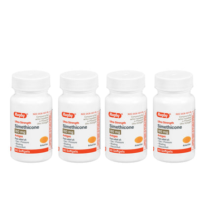 Rugby Ultra Strength Simethicone Gas Relief 180 mg – 60 Softgels (4 Pack) for Adults