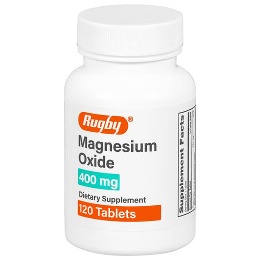 Rugby Magnesium Oxide 400 mg Tablets | Gluten-Free Dietary Supplement | 120 Count BritishVita | Premium UK Vitamins & Wellness Supplements